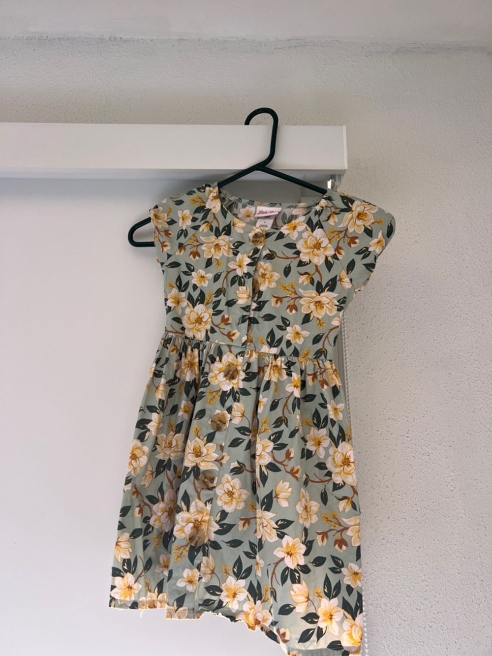 Girls' Floral Green & Yellow Dress